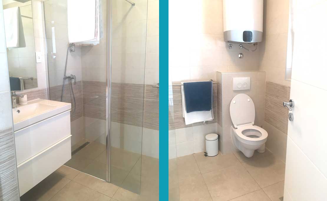 Bathroom with a walk in shower